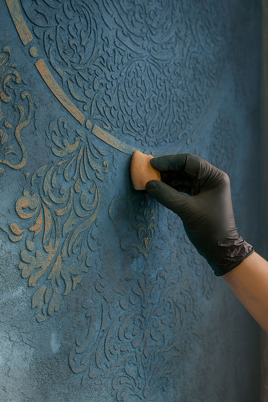 دیوار شاخص با پتینه ملایم در فضای داخلی مدرن